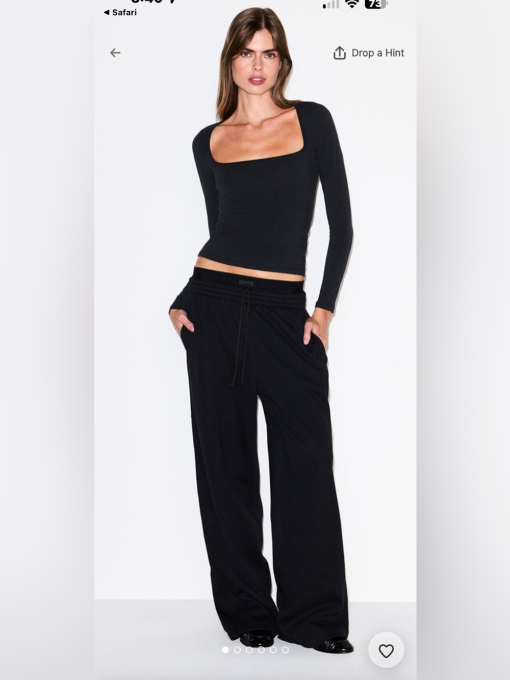 Skims Cotton Fleece Oversized Double Waistband Pant